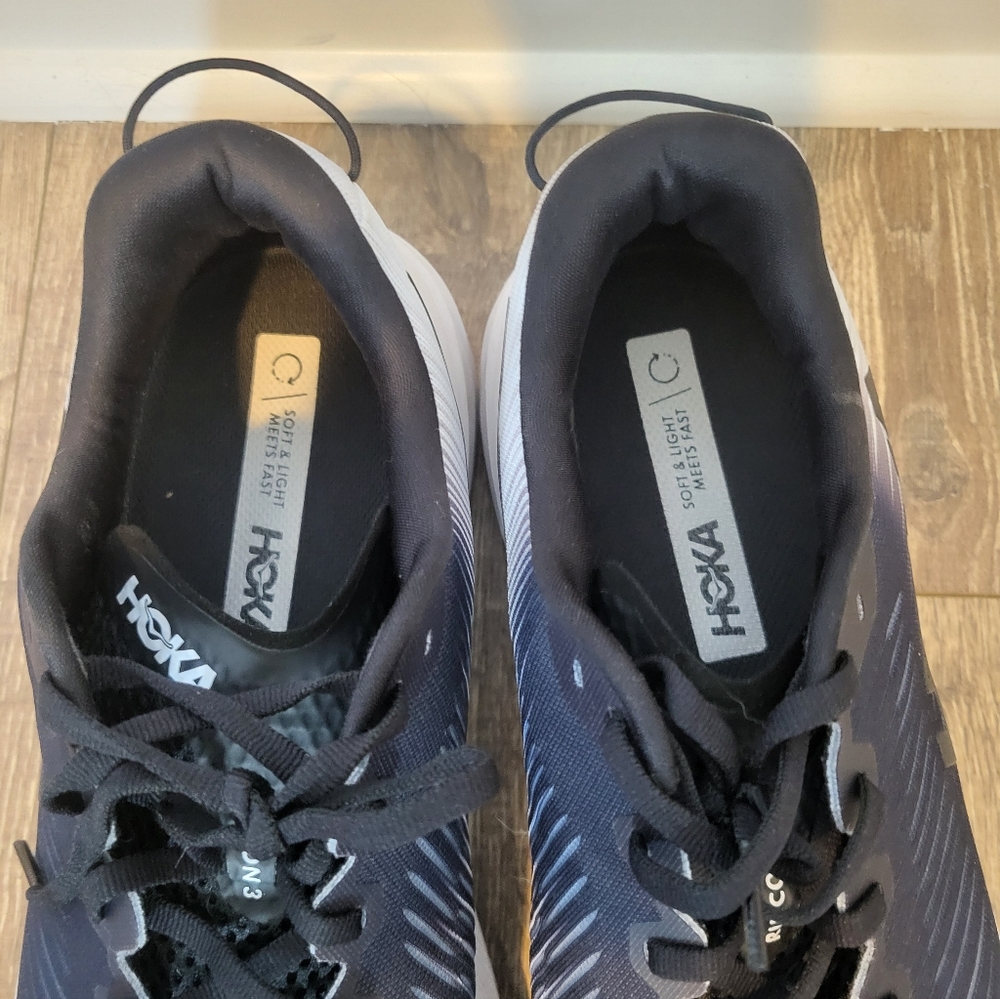 Hoka Rincon 3 Shoes Womens Size 10 Black White Road Running Cushioned Sneaker - Picture 3 of 8